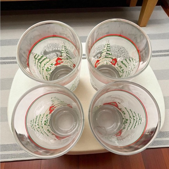 Christmas Set Of 4, 16oz Decorative Tumblers With Christmas Trees And Houses - Picture 3 of 6